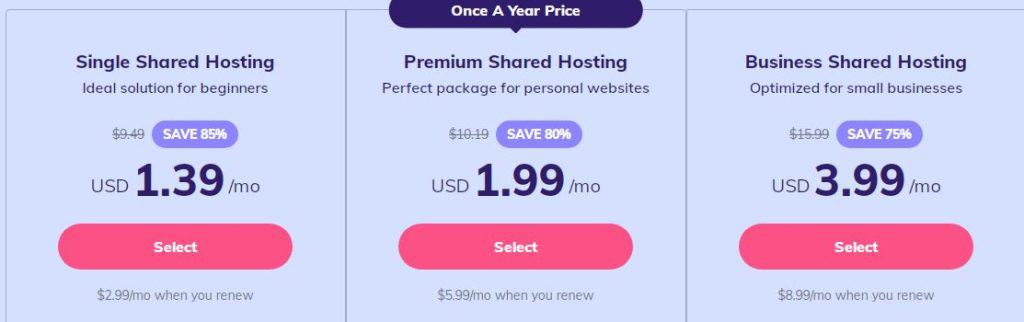 hostinger pricing plan